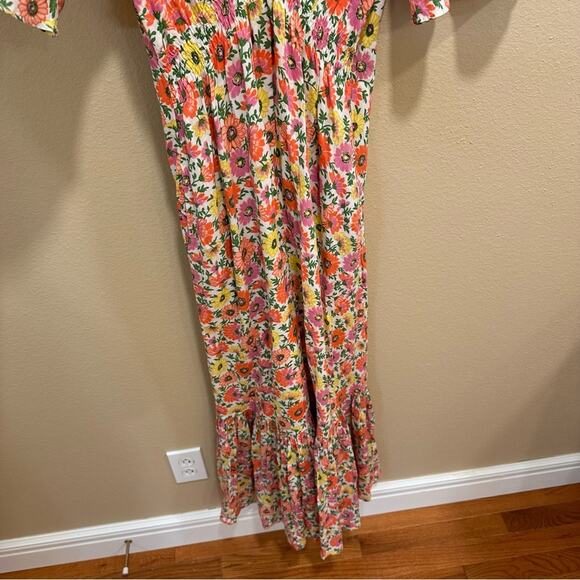 NWT Banjanan Pink Red Floral V Neck Maxi Dress Small - Picture 10 of 13